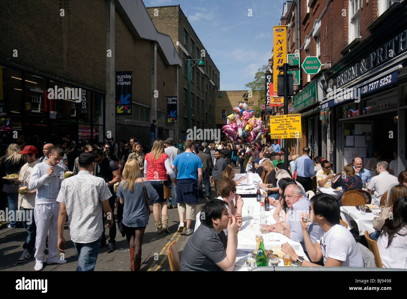 Speisen Sie auf der Brick Lane in london Stockfoto