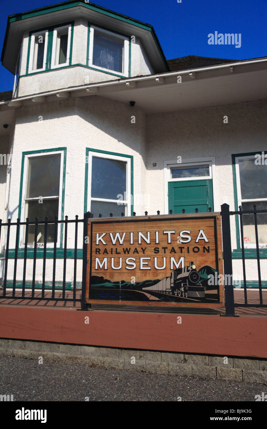 Historischen alten Bahnhof "Kwinitsa" ist heute ein Museum, Prince Rupert, BC Stockfoto