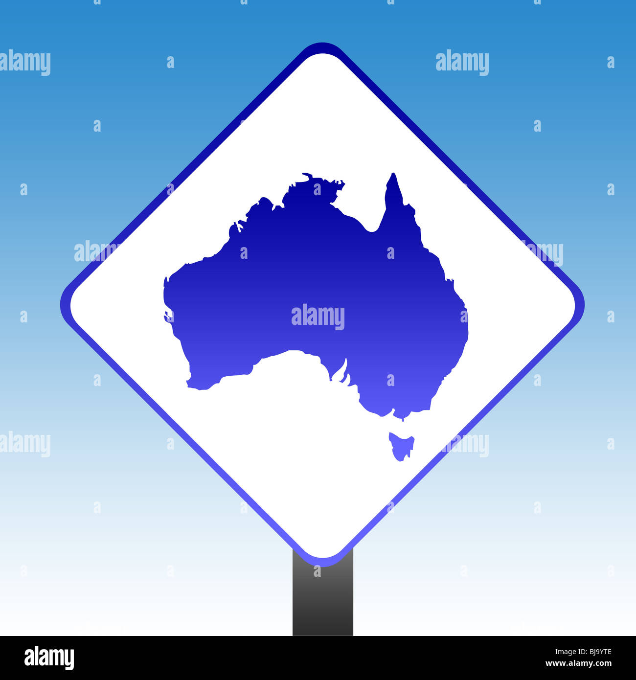 Australien-Schild mit blauem Himmelshintergrund. Stockfoto