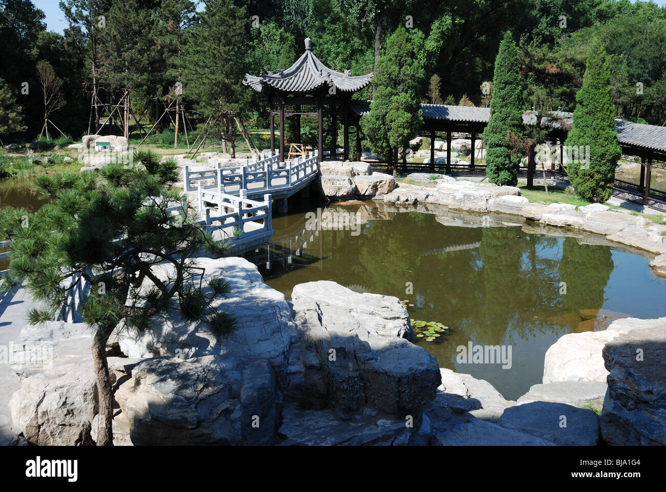 "Jinci', der alte buddhistische Tempel, liegt an der Quelle des Flusses Jin Xuanweng Mountain 25km südwestlich von Taiyuan. Stockfoto