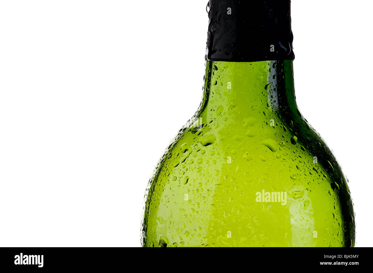 abstrakt Nahaufnahme einer kalten grünen Flasche mit Textfreiraum Stockfoto