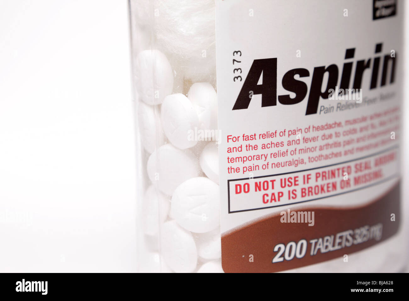Nahaufnahme von Flasche aspirin Stockfoto