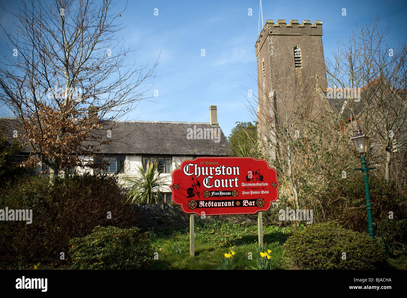 Churston Court Inn, Churston Court ist das Herrenhaus der ehemaligen Landsitz von Churston Ferrers in der Nähe von Brixham, Devon und ist ein Grad II * denkmalgeschützte Gebäude. Stockfoto