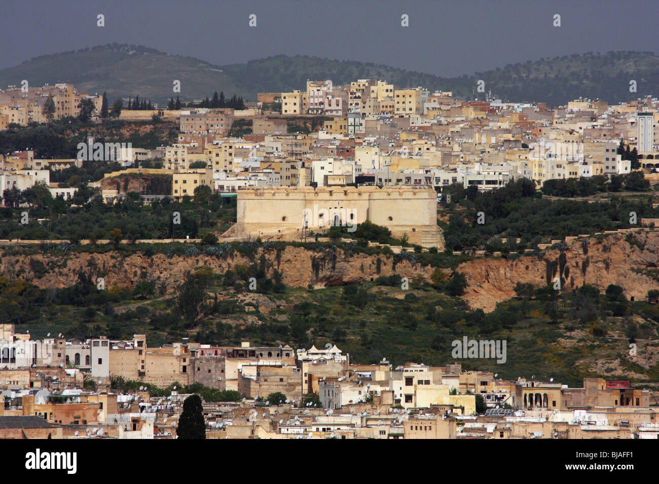 Luftaufnahme der Stadt Fes, Marokko Stockfoto