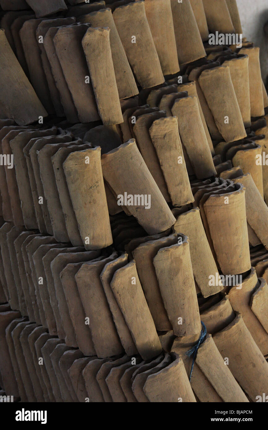 Anzeige der Handwerk-Dachziegel Stockfoto
