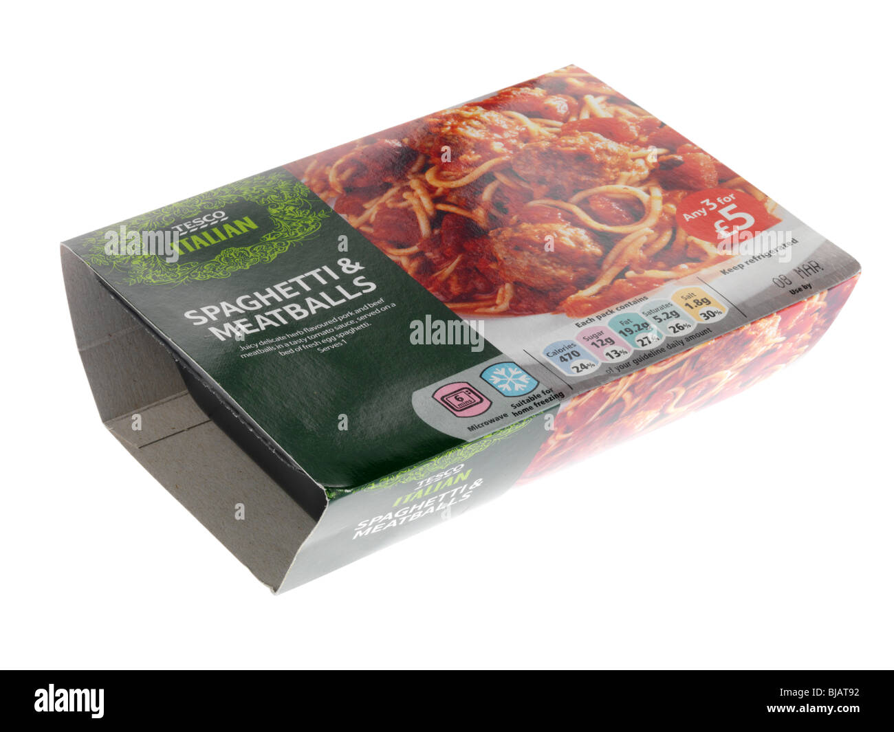 Spaghetti und Fleischbällchen Fertiggerichte Stockfoto