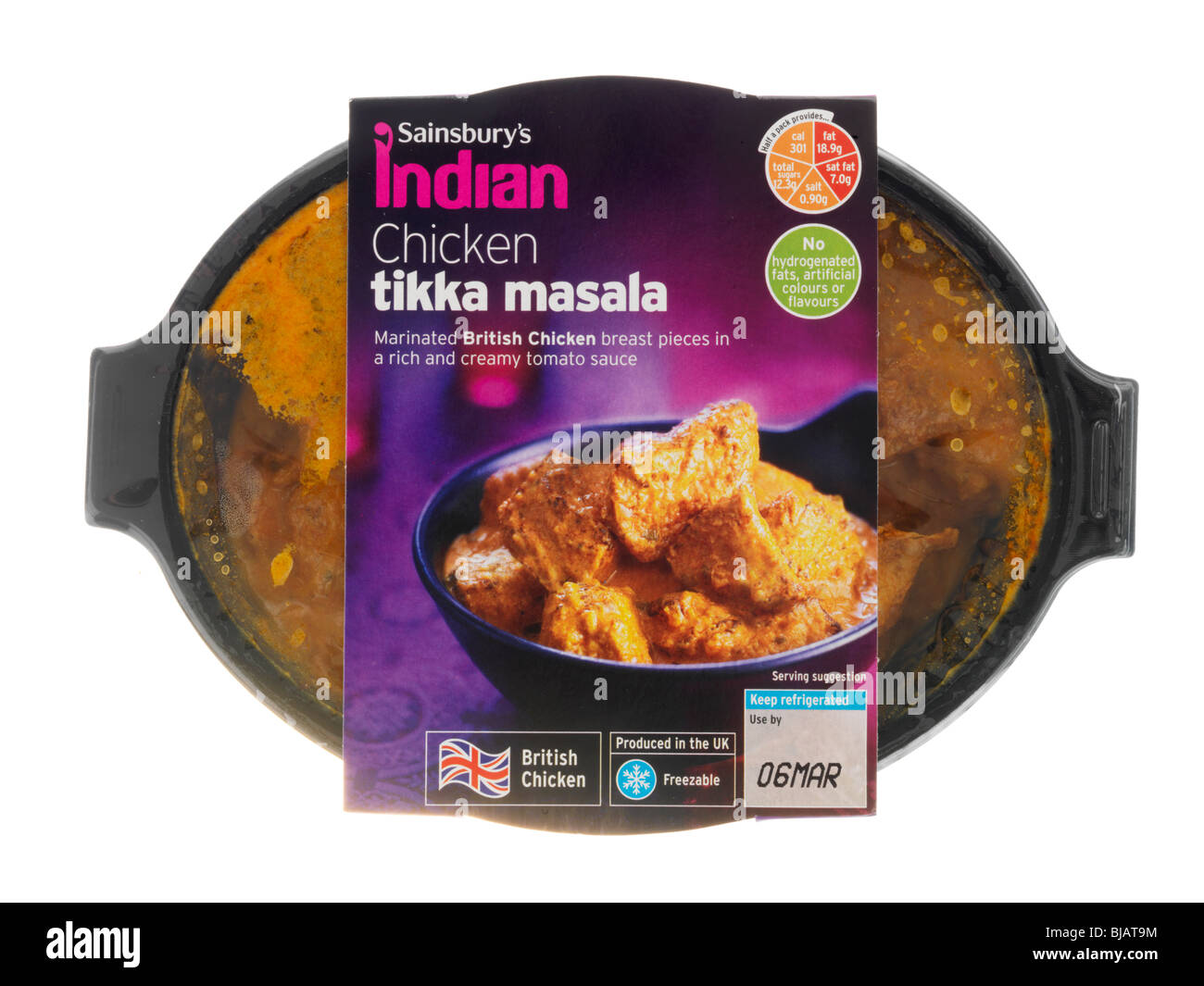 Chicken Tikka Masala-Fertiggerichte Stockfoto