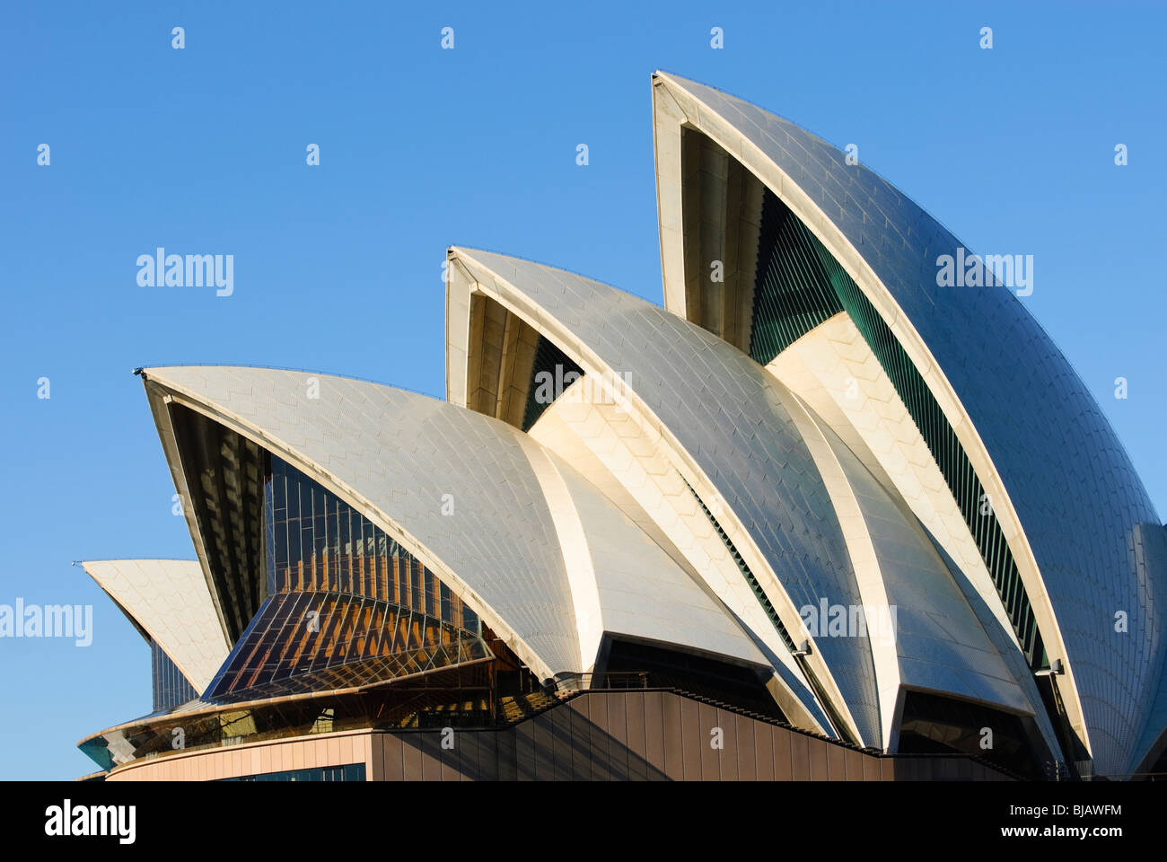 Die berühmte Oper Sydneys spektakulären geschwungenen Dach. Stockfoto