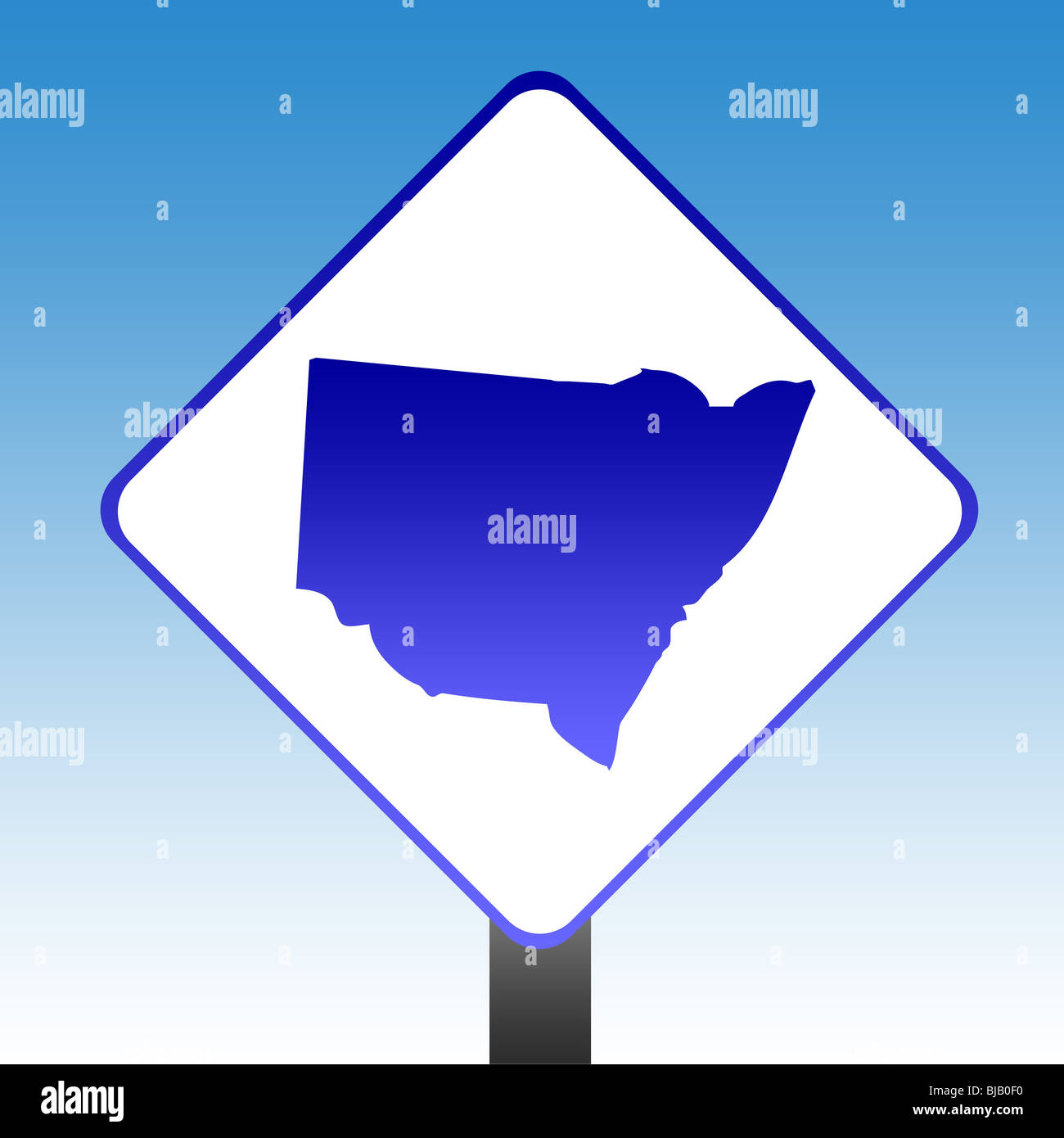 Australischen Bundesstaat New South Wales Straßenschild mit blauem Himmelshintergrund. Stockfoto