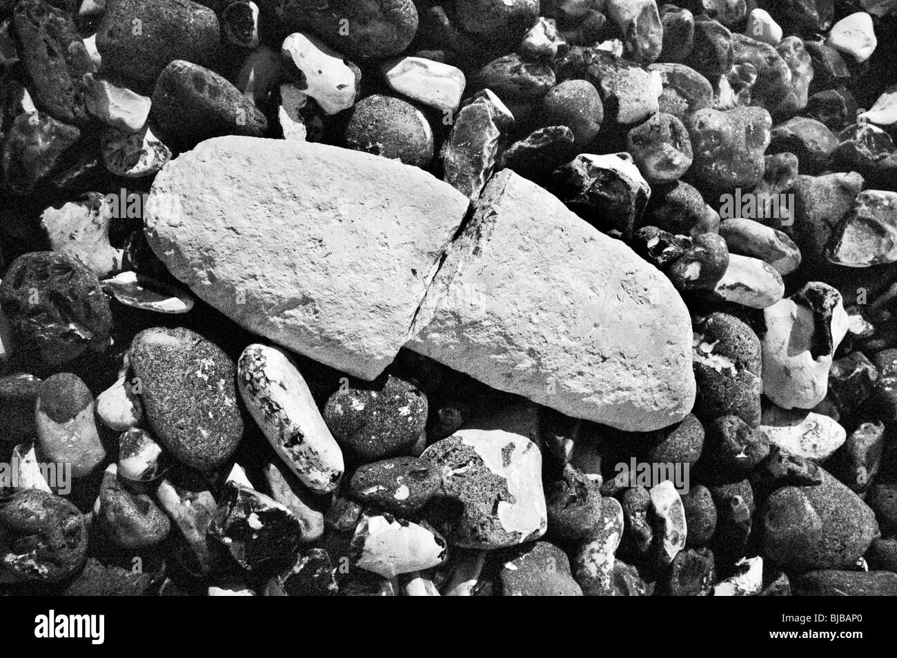 Weiß gebrochen Stein am Strand Stockfoto