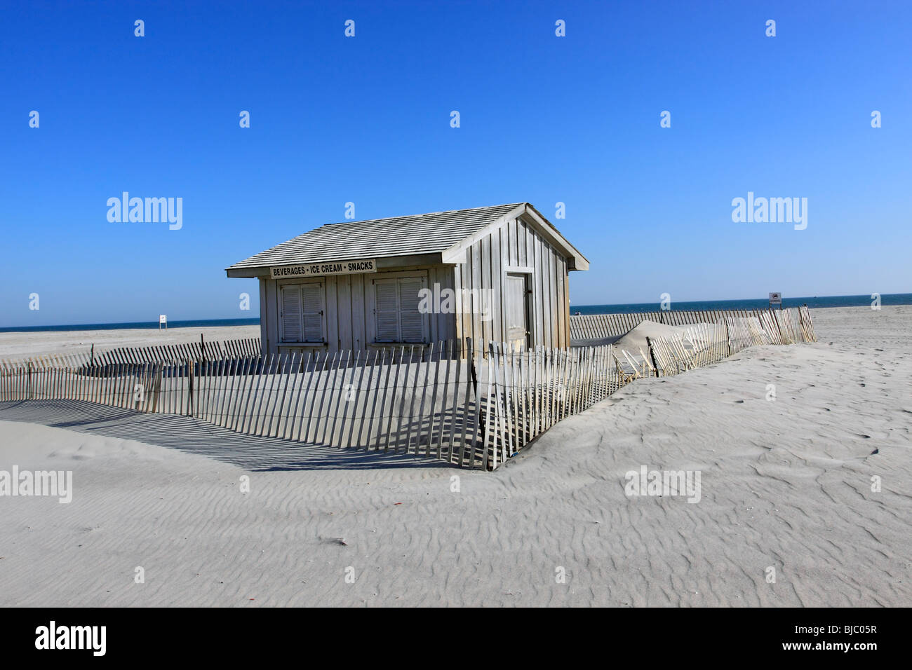 Snack-Bar geschlossen für die Saison, Jones Beach, Long Island, NY Stockfoto