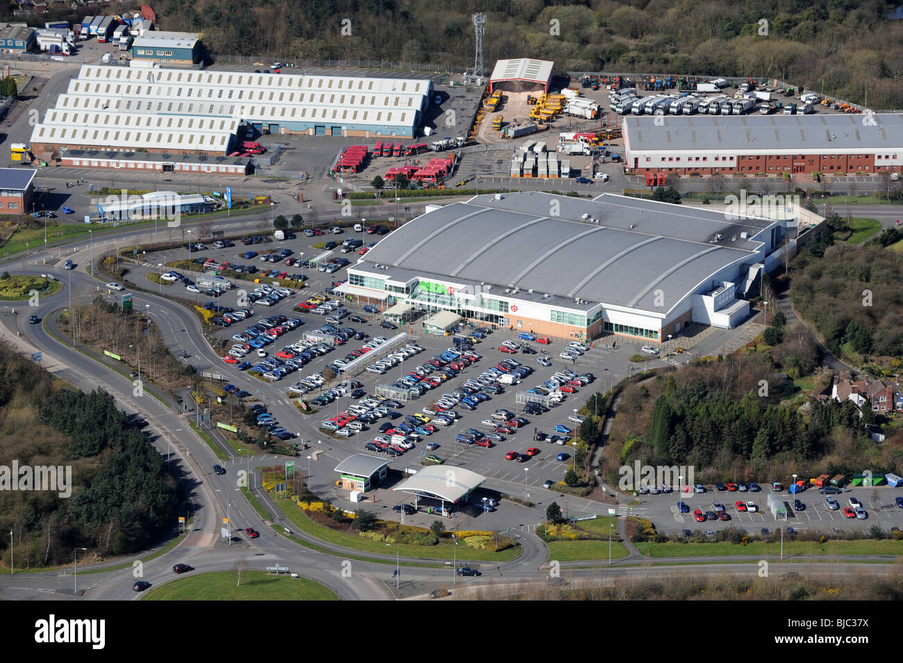 Luftaufnahme von Asda Supermarkt Donnington Holz St.-Georgs-Rd Donnington Holz Telford Stockfoto