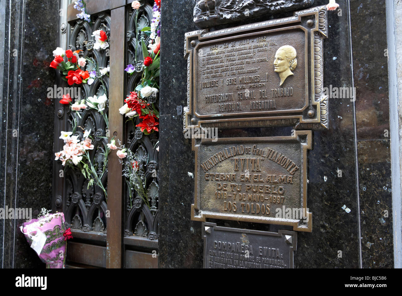 Das Grab von Evita Peron in Recoleta Friedhof Hauptstadt Buenos Aires Bundesrepublik Argentinien in Südamerika Stockfoto