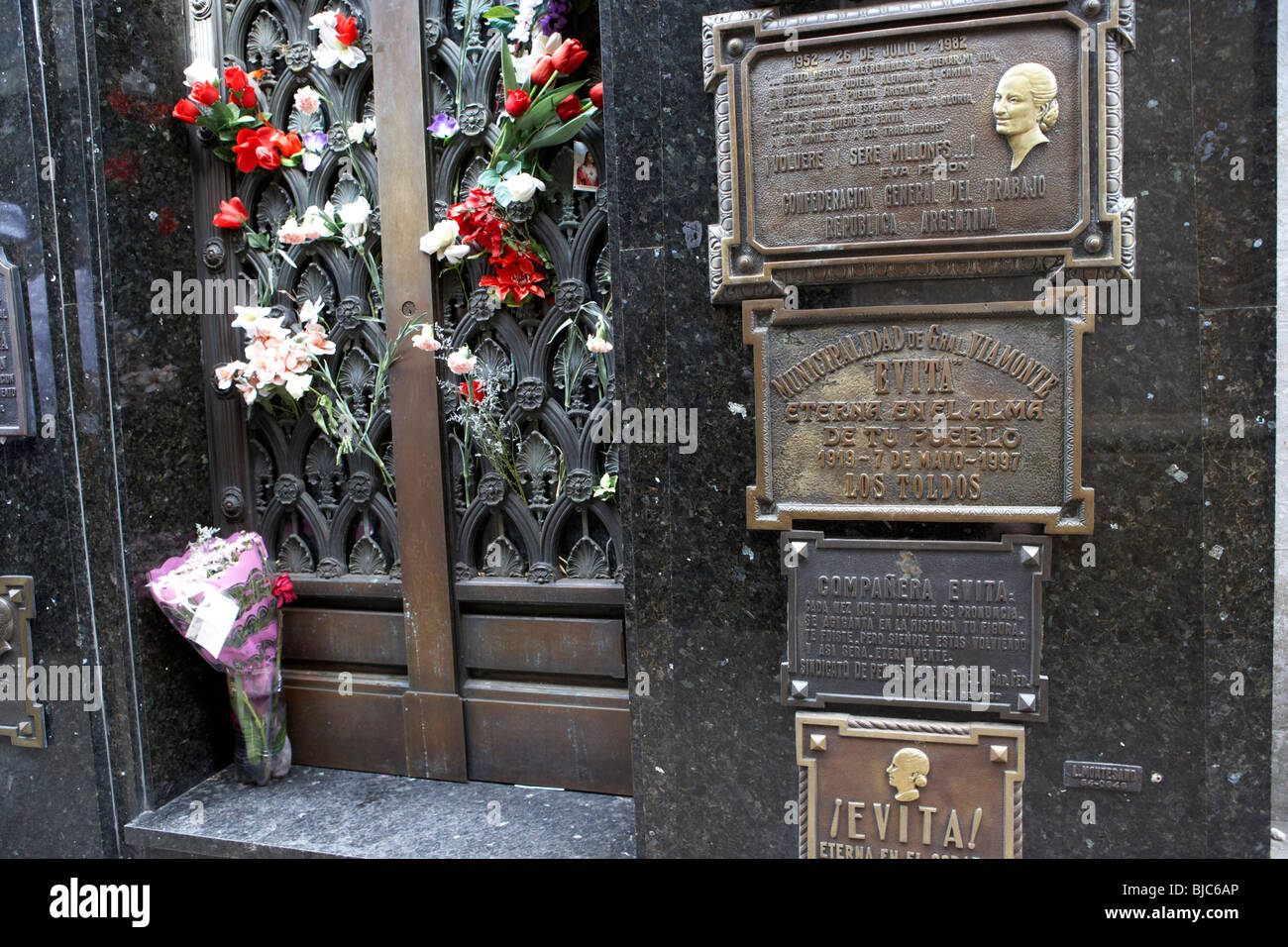 Das Grab von Evita Peron in Recoleta Friedhof Hauptstadt Buenos Aires Bundesrepublik Argentinien in Südamerika Stockfoto