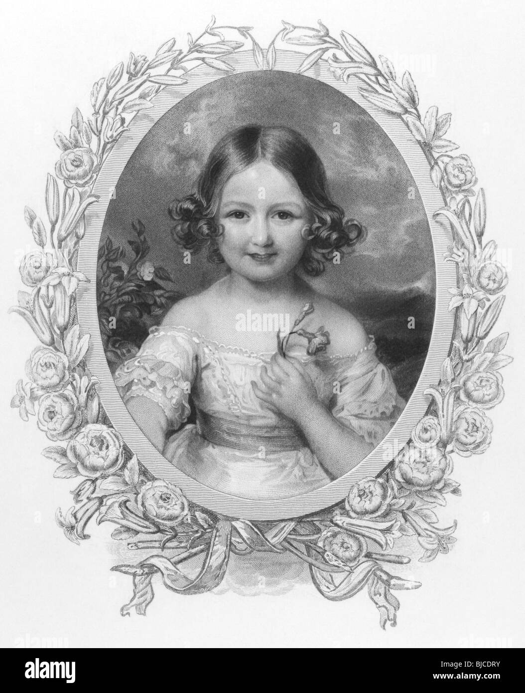 Prinzessin Adelaide (1835-1900) von Hohenlohe-Langenburg auf Gravur aus den 1800er Jahren. Nichte von Königin Victoria. Stockfoto