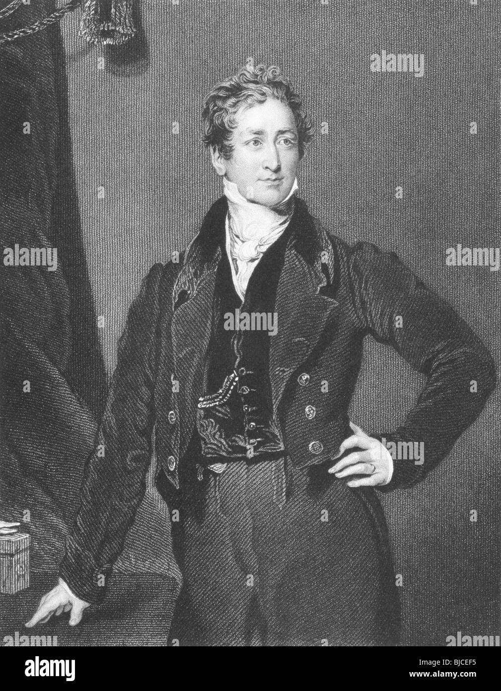 Robert Peel (1788-1850) auf Gravur aus den 1800er Jahren. Konservative Premierminister von Großbritannien im Jahre 1834 bis 1835 & 1841-1846. Stockfoto