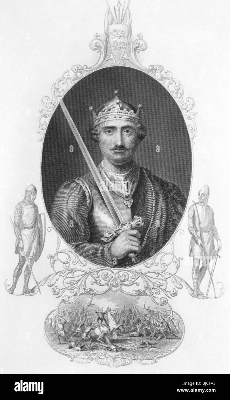 Wilhelm der Eroberer (1027-1087) auf Gravur aus den 1800er Jahren. König von England in 1066-1087. Stockfoto