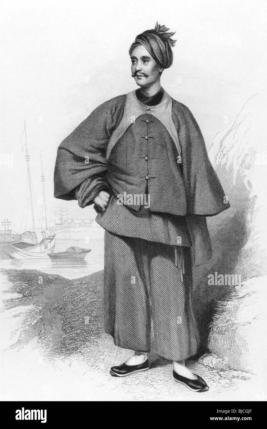 Karl Gutzlaff (1803-1851) auf Gravur aus den 1800er Jahren. Deutscher Missionar in den Fernen Osten. Gestochen von G.C.Finden. Stockfoto