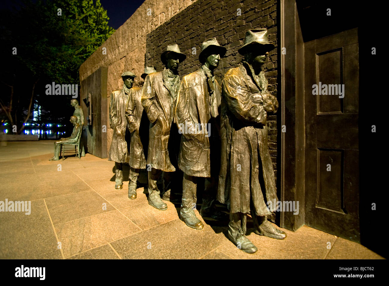 Franklin Delano Roosevelt Memorial auf dem Gezeiten-Bassin in Washington, D.C. Stockfoto