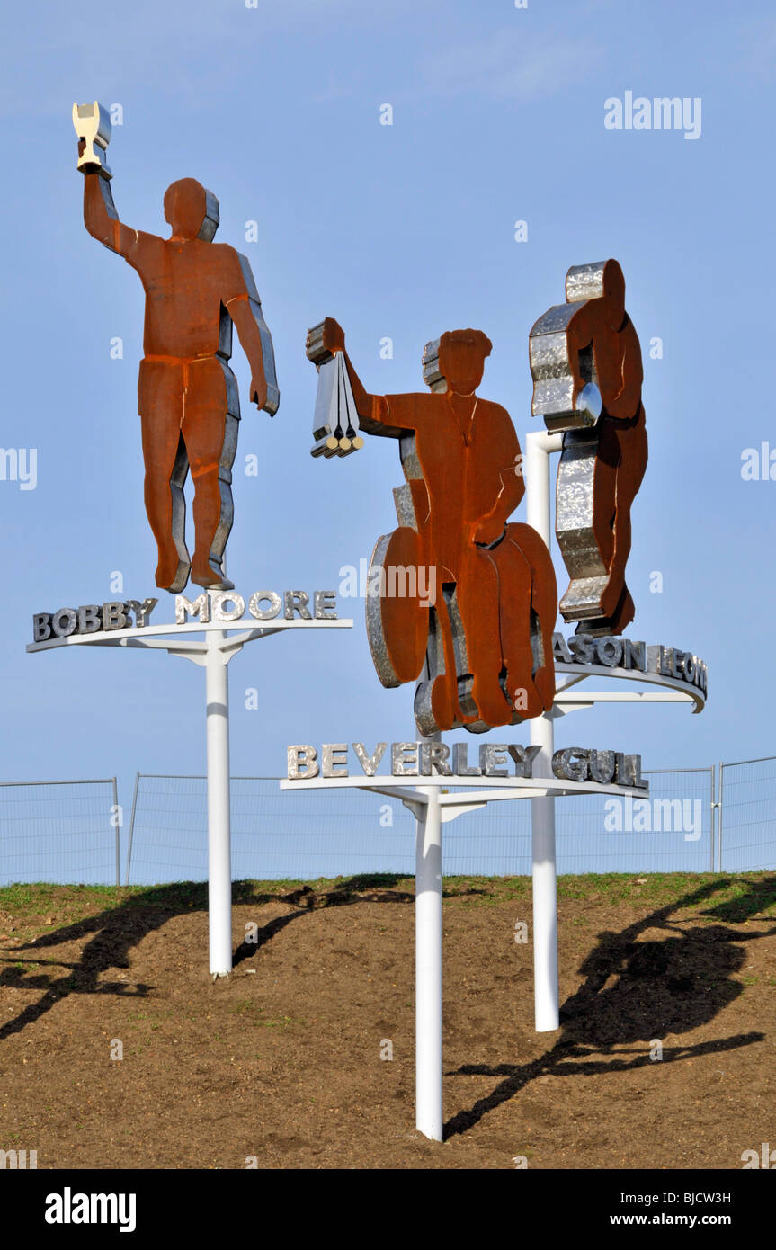 London Borough of Barking & Dagenham skulpturale Installation Kunstwerk als eine Hommage an sportlichen Legenden Stockfoto