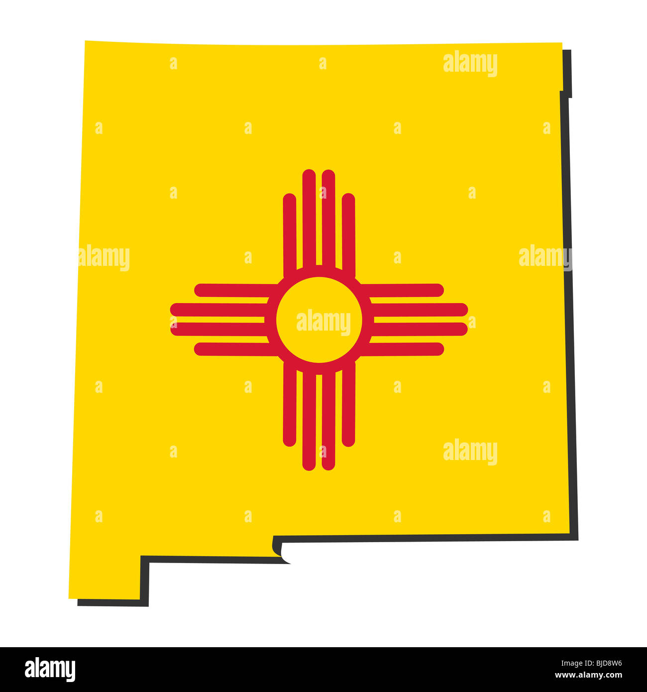 Karte und Flagge der Bundesstaat New Mexico-Illustration Stockfoto
