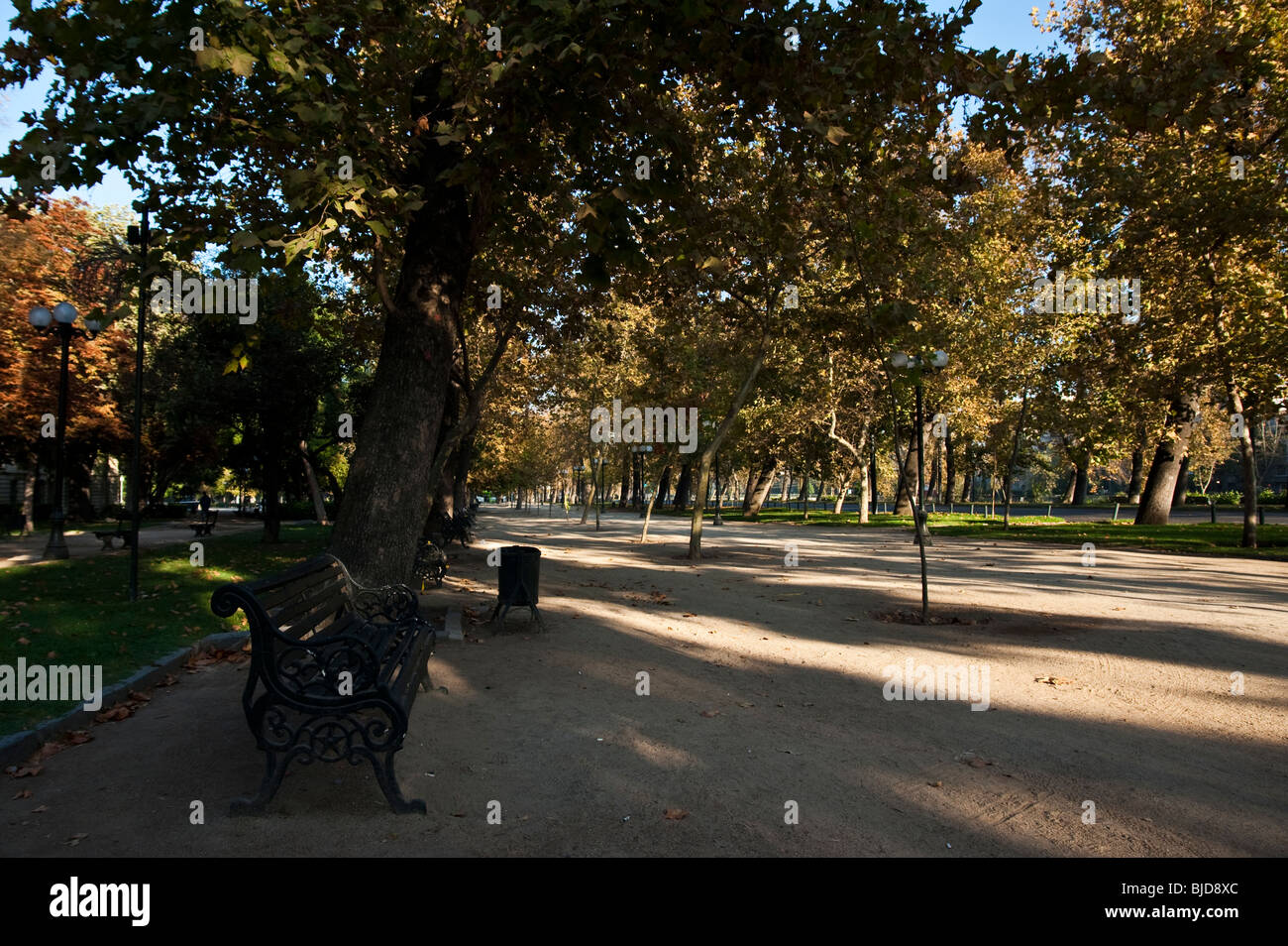 Parque Forestal ist der Stadtpark in der Hauptstadt Santiago de Chile. Stockfoto