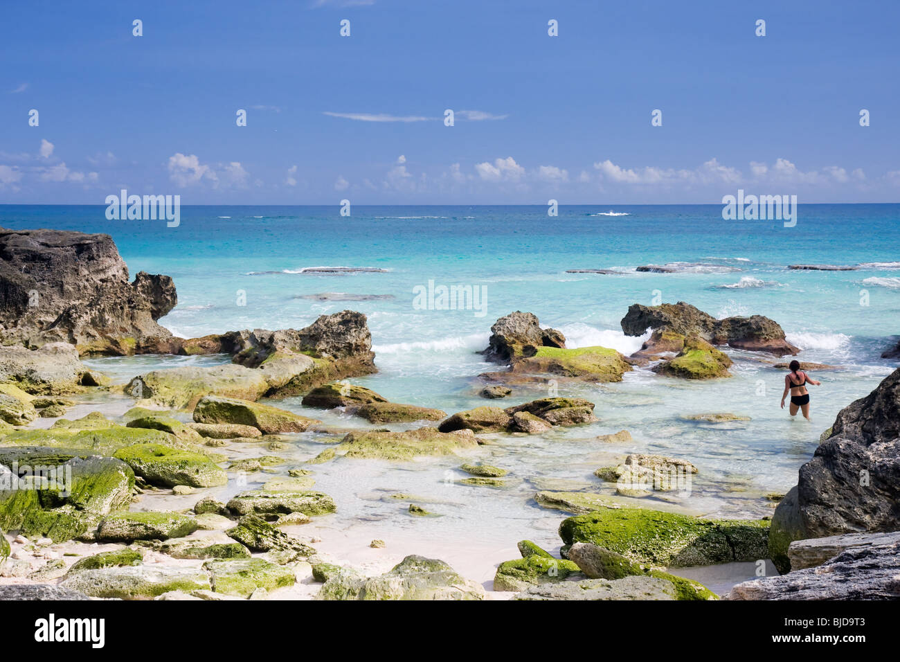 Blick auf einem einsamen Strand in Bermuda Stockfoto