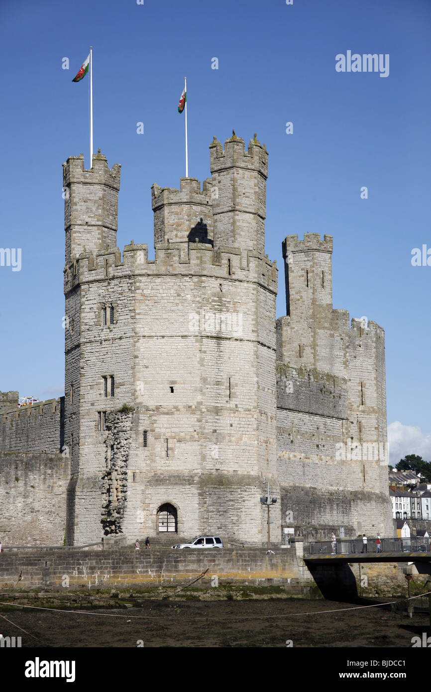 Caernarvon Castle in Caernarvon, Wales, Großbritannien Stockfoto