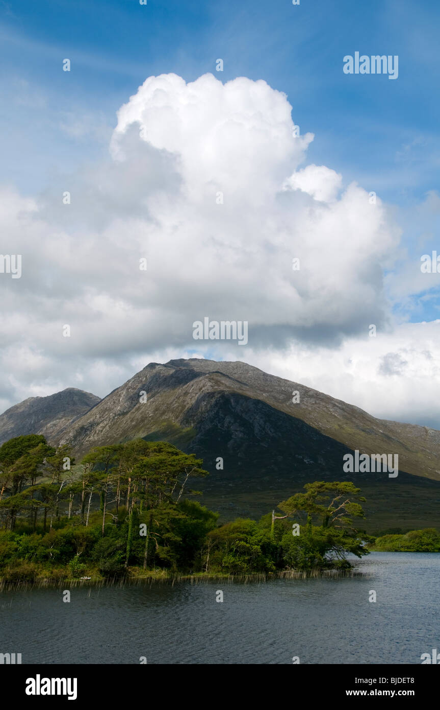 Derryclare im Connemara Gebirge von Derryclare Lough, Connemara, County Galway, Irland Stockfoto