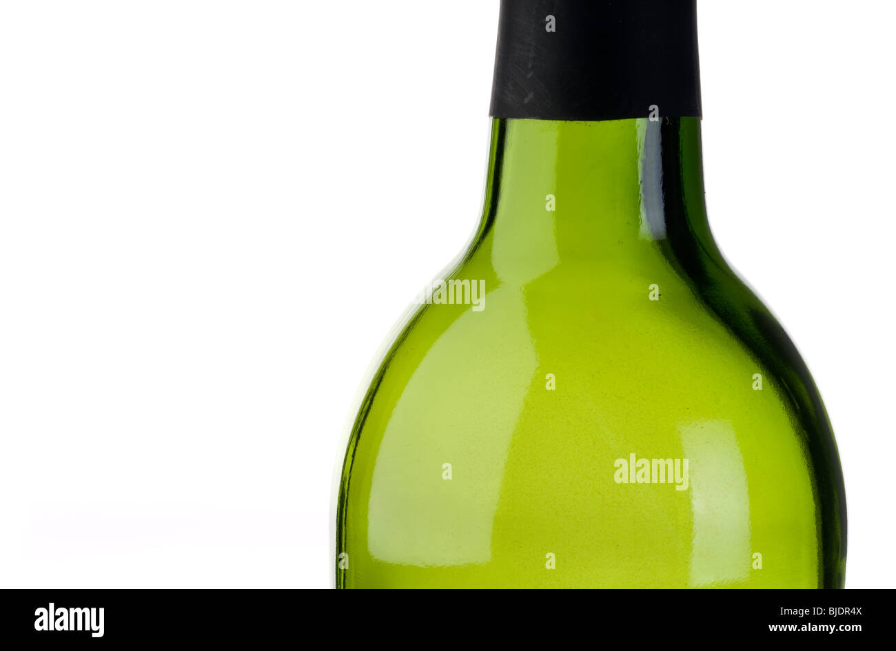 abstrakt Nahaufnahme von einer leeren grünen Flasche Wein mit Textfreiraum Stockfoto