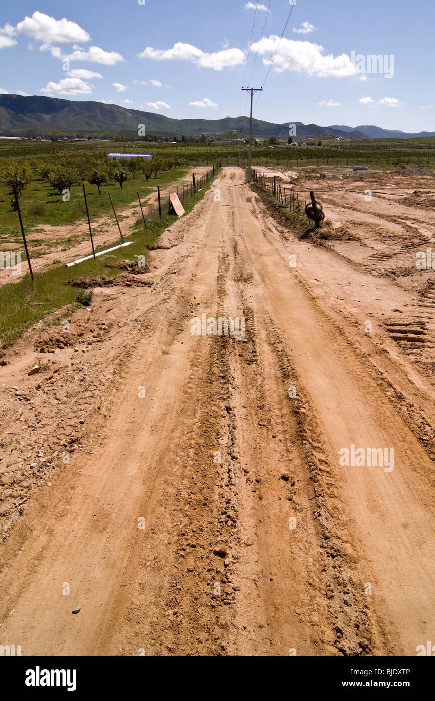 Ein Feldweg in der "Poiema Ranch" Jüngerschaft Mitte in der Nähe von Ensenada, Mexiko Stockfoto