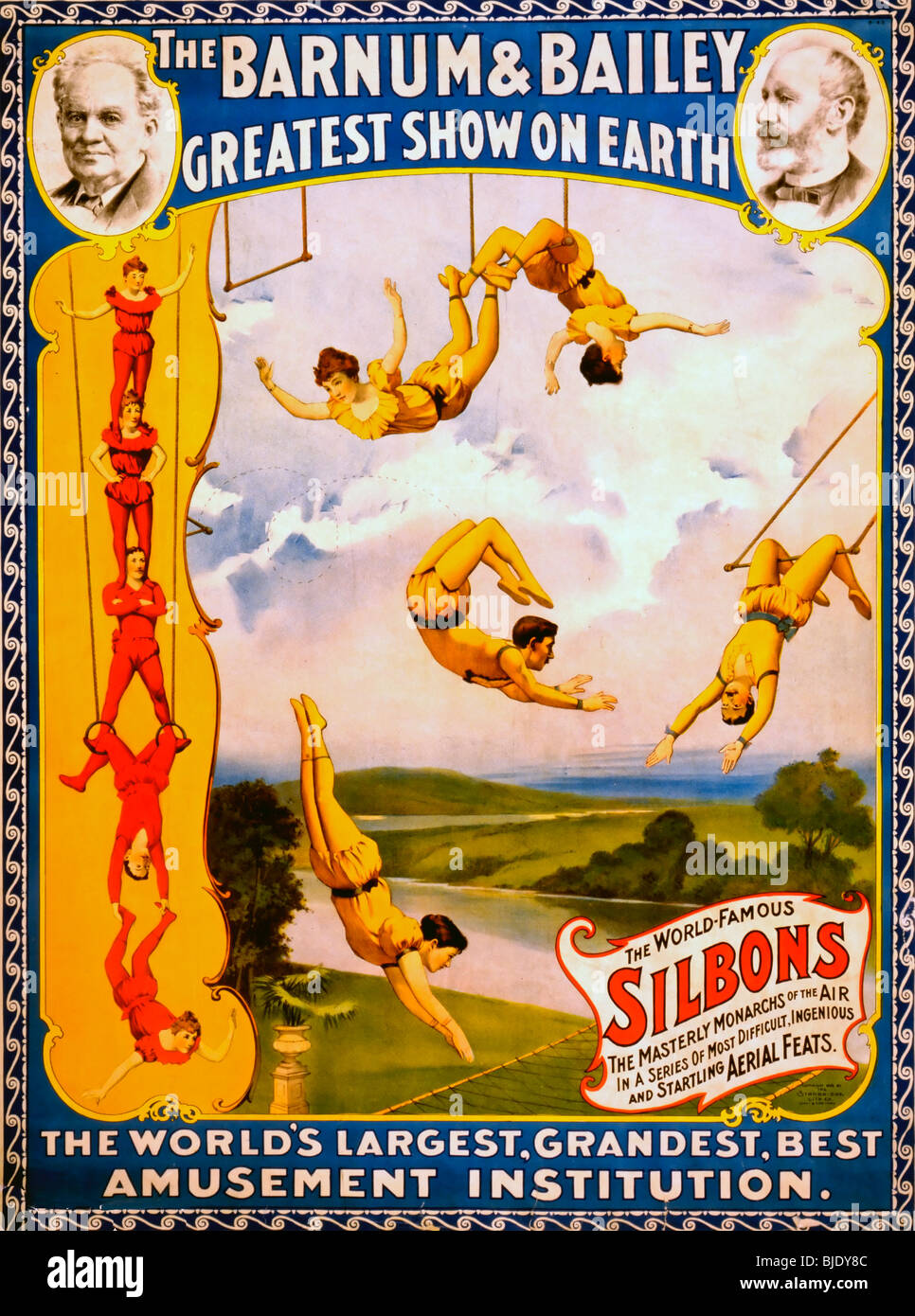 Der Barnum & Bailey greatest zeigen auf der Erde die weltweit größte, größten, beste Unterhaltung Institution - 1896 Circus Poster Stockfoto