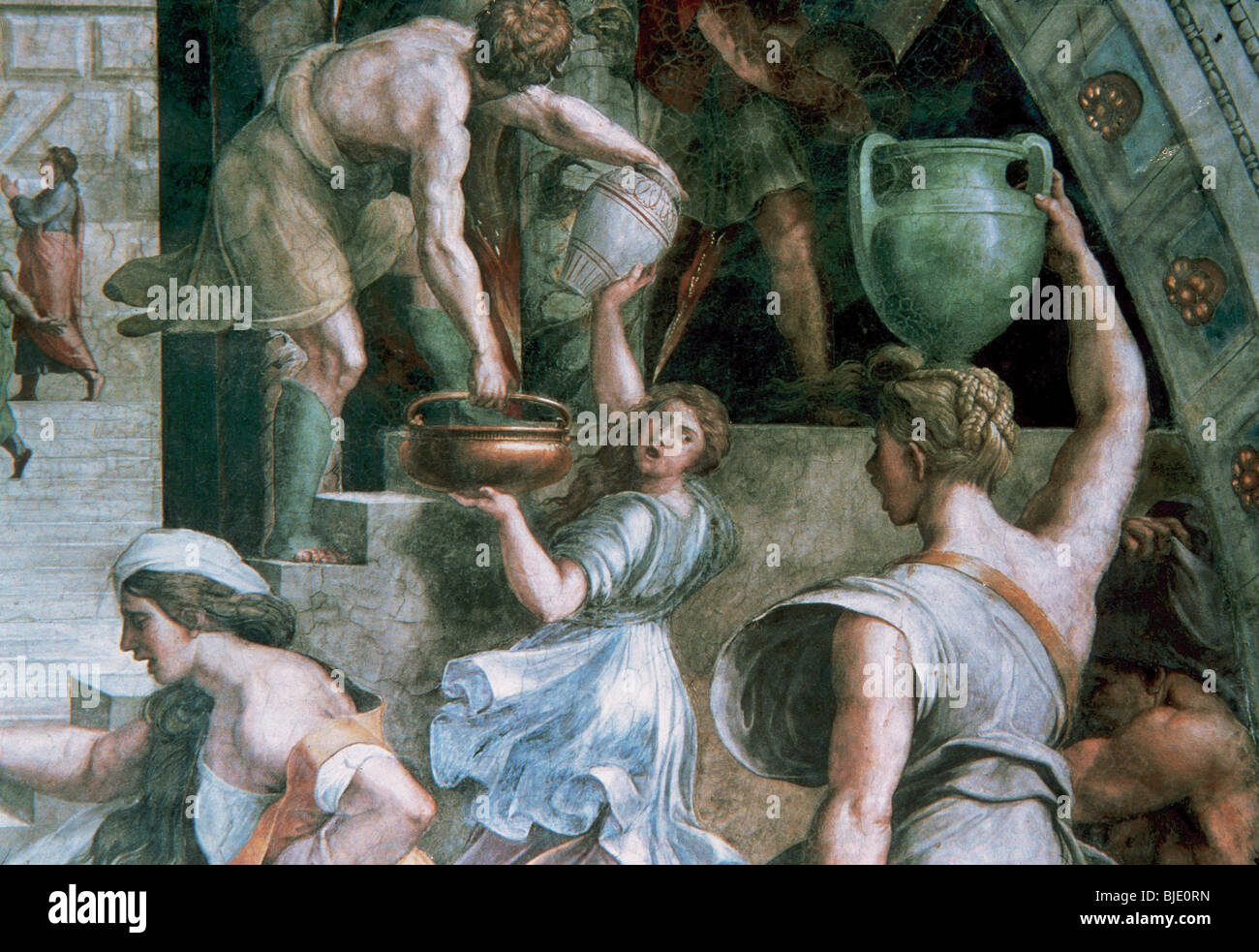 Raphael, Raffaello Santi oder Sanzio, genannt (Urbino, 1483-Rom, 1520). Italienischer Maler. Das Feuer im Borgo von Giulio Romano. Stockfoto