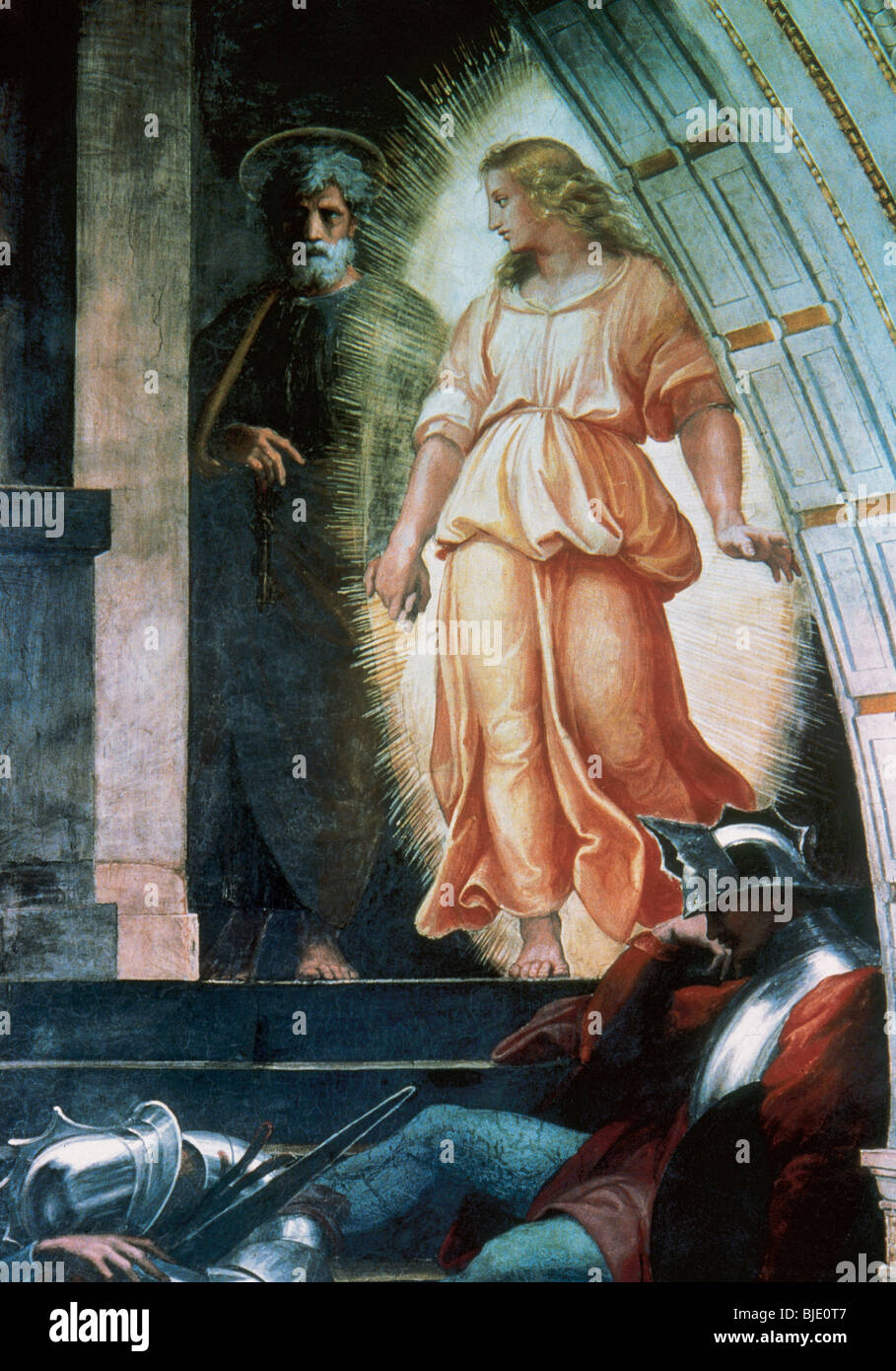 Raphael, Raffaello Santi oder Sanzio, genannt (Urbino, 1483-Rom, 1520). Italienischer Maler. Befreiung des Heiligen Petrus. Detail. Vatikan. Stockfoto