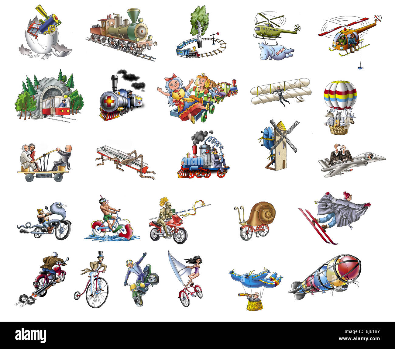 Hand-Cartoons über die verschiedenen transport 1 Stockfoto