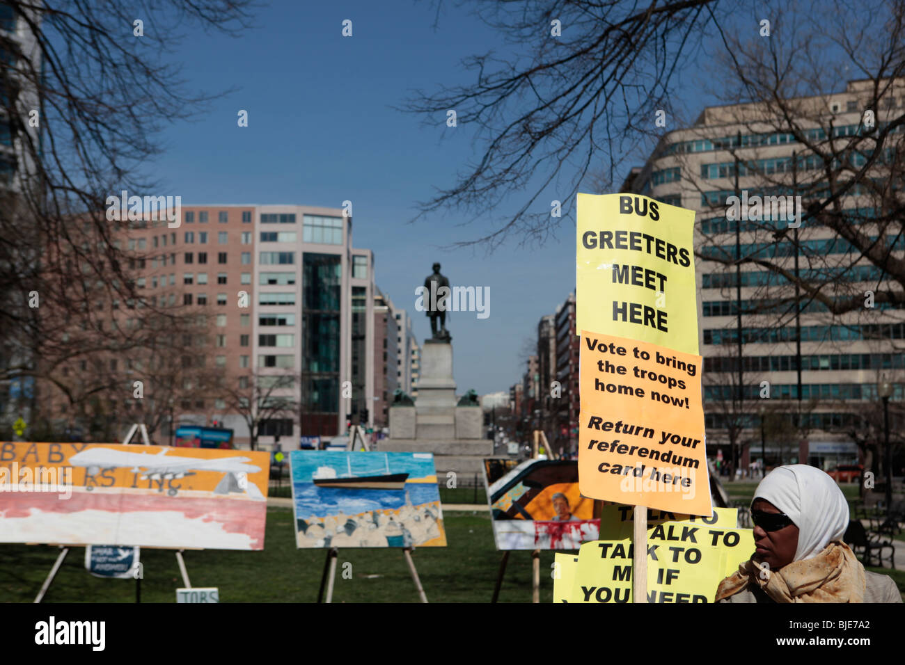 Muslimische Frau an Anti-Krieg zu protestieren. Marsch auf Washington. 20. März 2010 Stockfoto