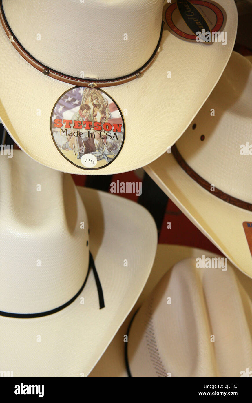 Cowboy-Hüte in ein Geschenk Shop, Clovis, New Mexico, USA, Nahaufnahme Stockfoto