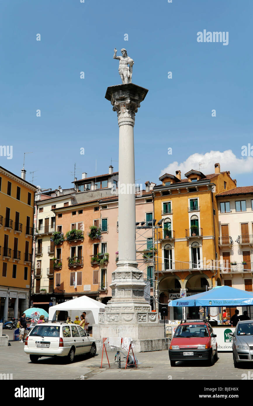 Saeule des Erloesers, Piazza Biade, Vicenza, Venetien, Italien Stockfoto