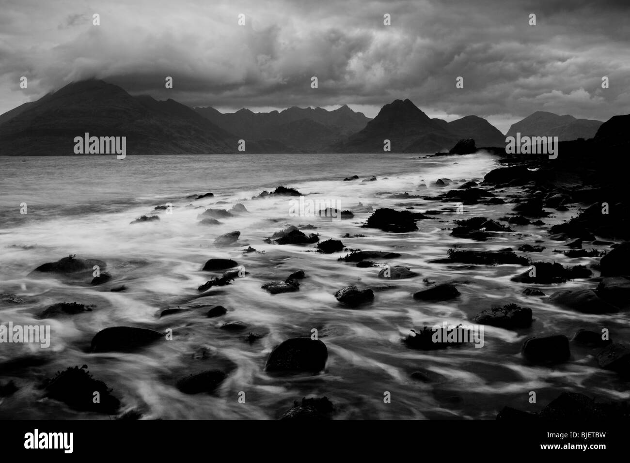 Die Cuillin Berge über Loch Scavaig von Elgol, Isle Of Skye, Schottland Stockfoto