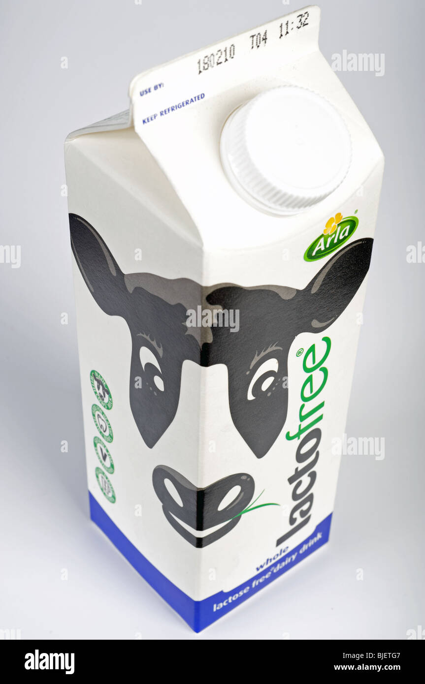 Arla, Laktose frei Milch. Stockfoto