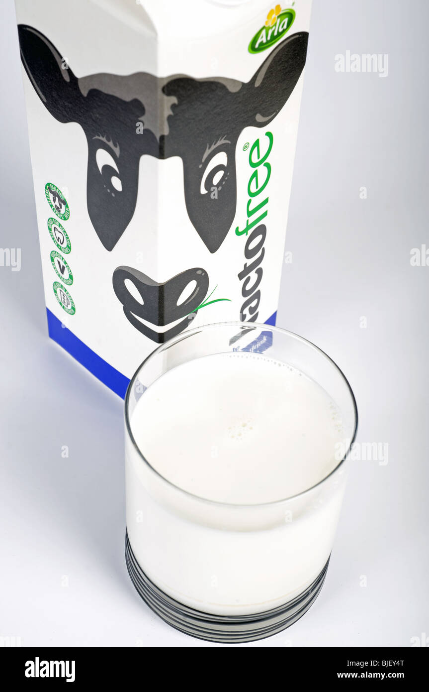 Arla, Laktose frei Milch. Stockfoto