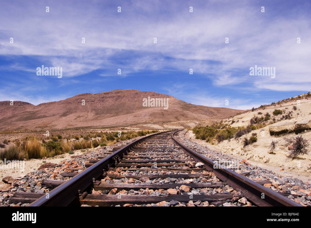 Eisenbahnstrecke durch peru Stockfoto