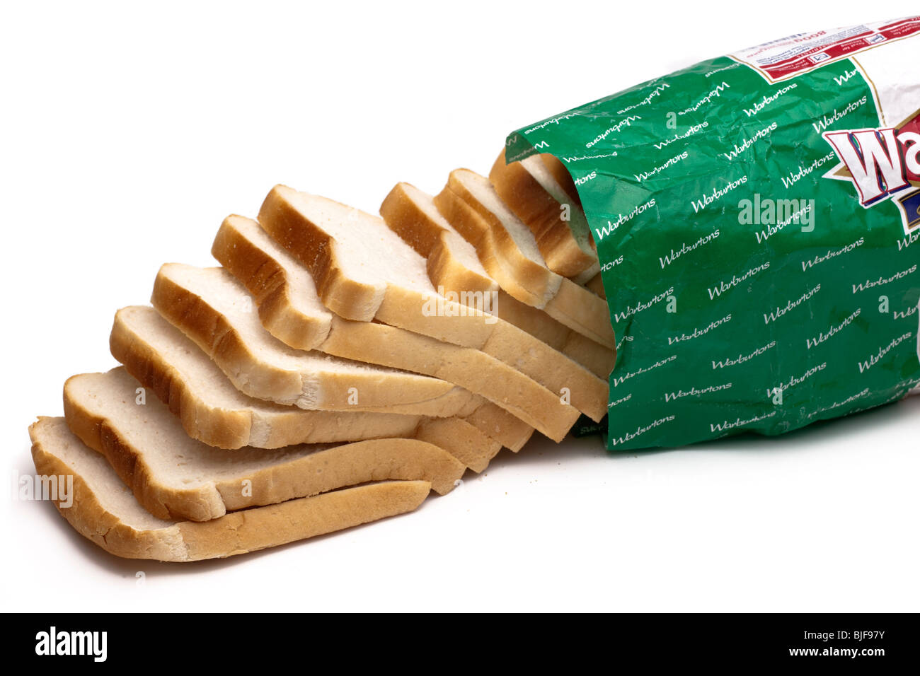 Laib eingewickelt Warburton dicksten Scheiben Weißbrot Stockfoto