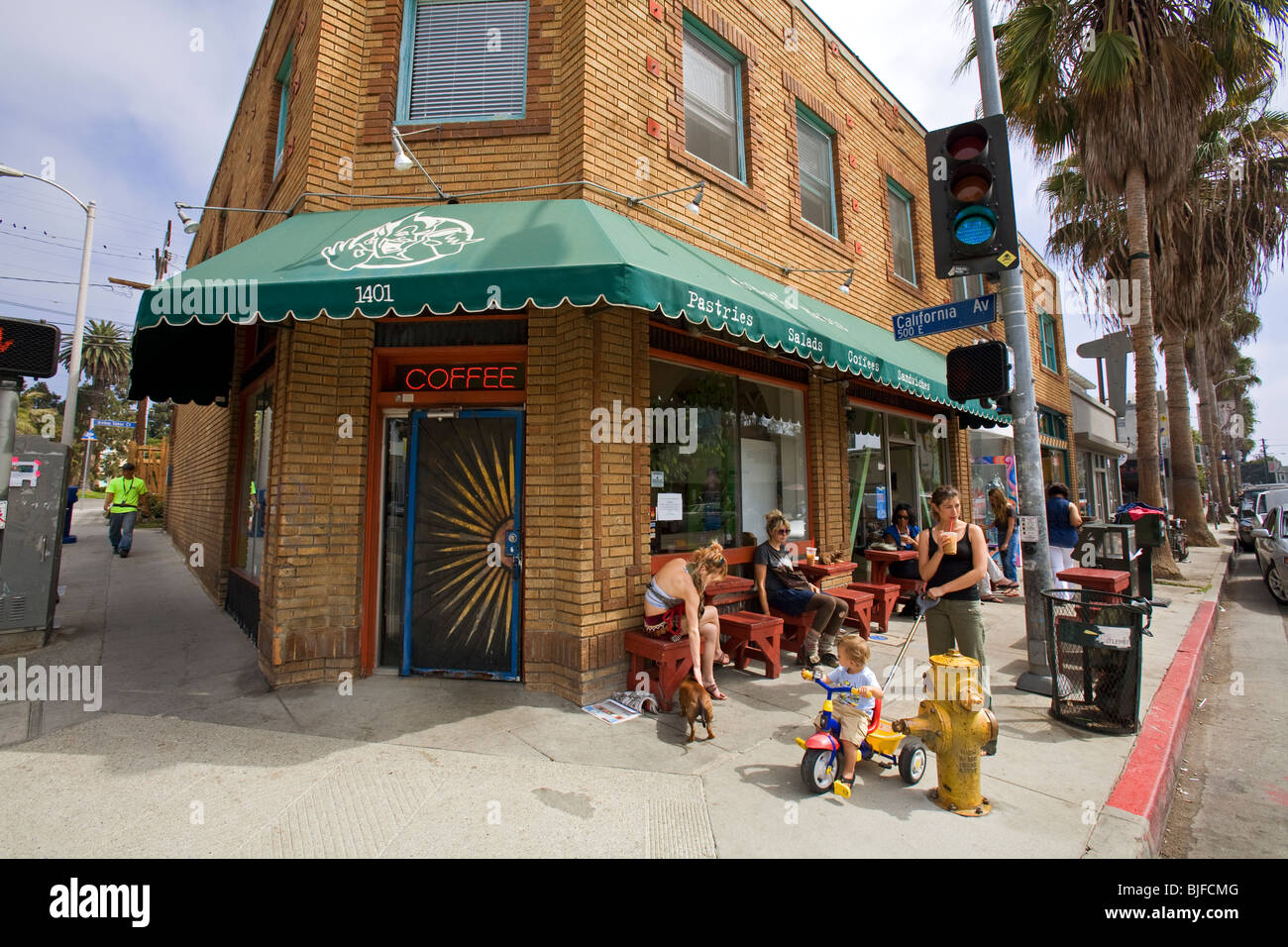 Des Abtes Gewohnheit Coffee-Shop, Abbot Kinney Blvd, Venice Beach, Los Angeles, Kalifornien, USA Stockfoto