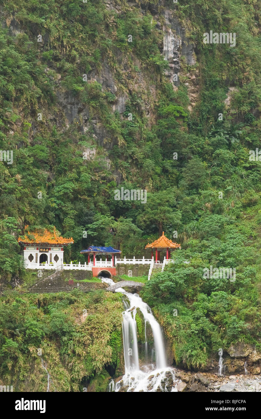 Wasserfall Changshun Tzu Wassertempel, Taroko Gorge National Park, Taiwan Stockfoto