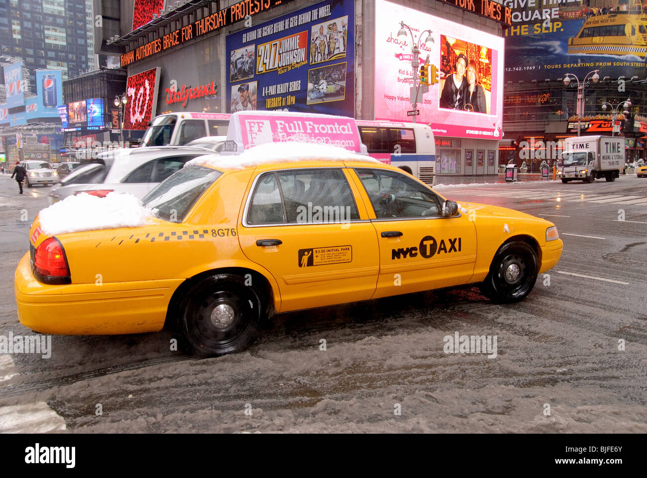 Yellow Taxi, Times Square, New York City Stockfoto