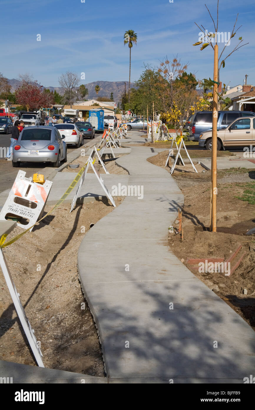 Elmer Avenue Nachbarschaft Retrofit-Projekt hilft Regenwasser zu verwalten und Überschwemmungen und Verschmutzung zu reduzieren. Los Angeles Stockfoto