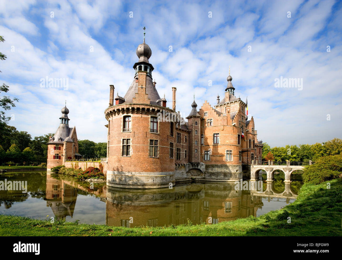 Schloss Ooidonk, ein Wasserschloss auf der Lys Flusses, Deinze, Bachte Maria Leerne, in der Nähe von Gent, Belgien Stockfoto
