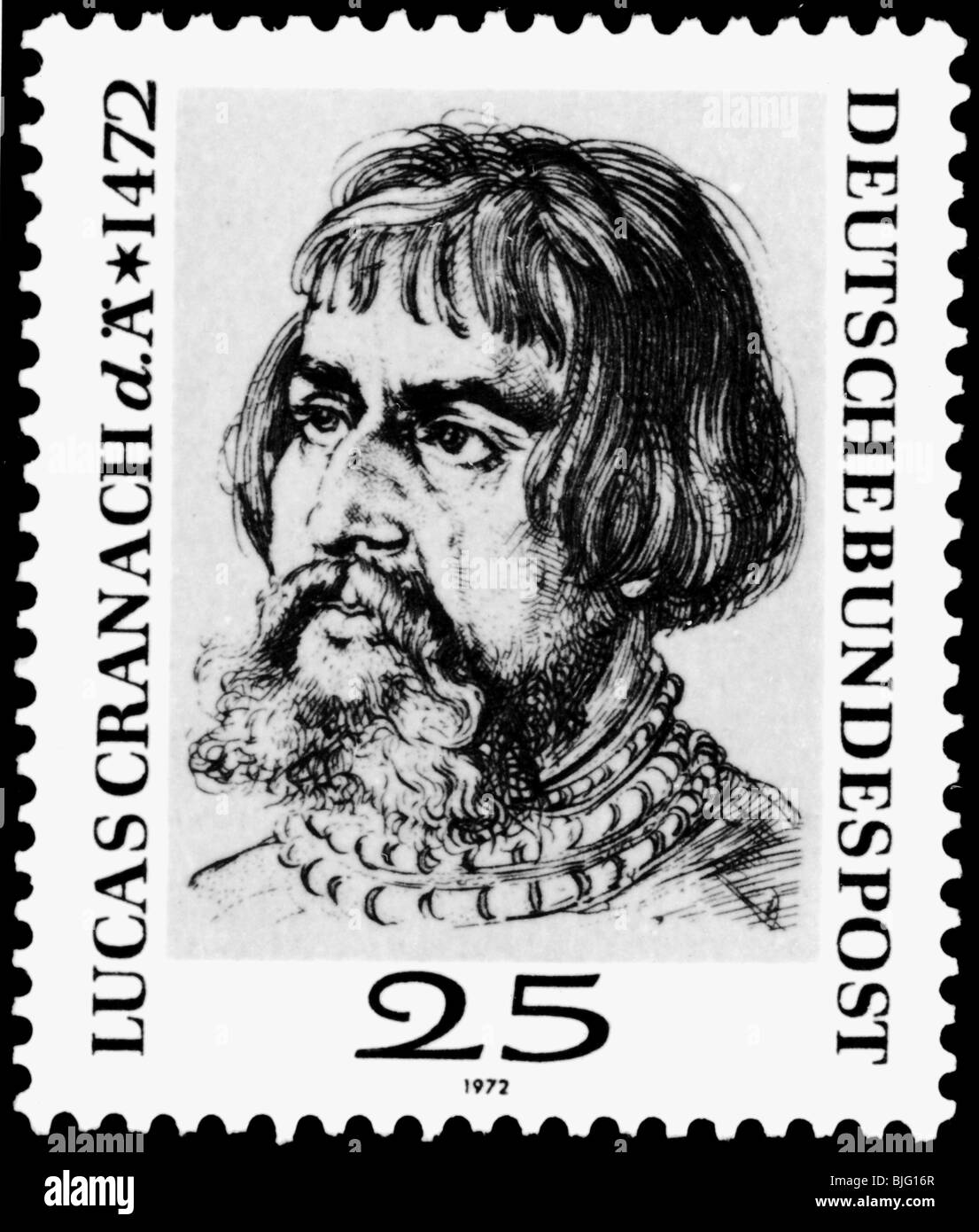 Post/Post, Briefmarken, Bundesrepublik Deutschland, 25 Pfennig-Stempel, 1972, Stockfoto