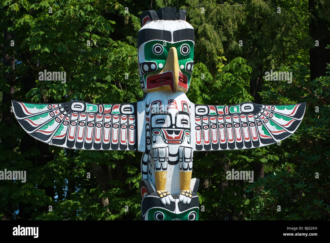 Inuit Totempfahl im Stanley Park, Vancouver, Britisch-Kolumbien Stockfoto